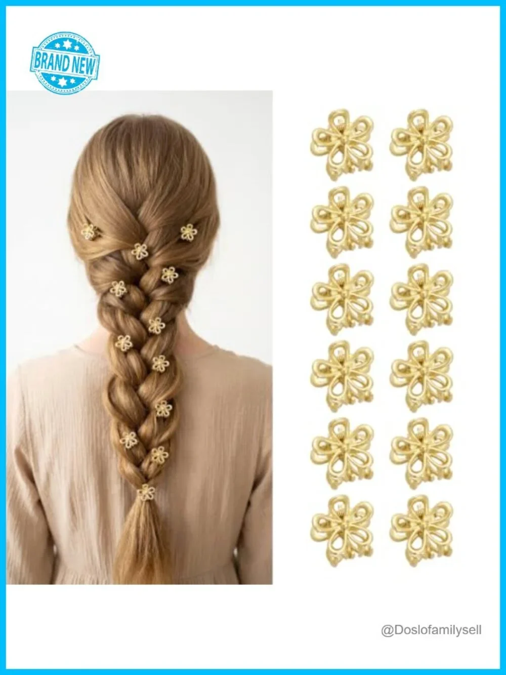 12pcs Metal Flower Hair Clips - Interlocking Teeth, Non-Slip (No Color)
